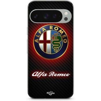 Carcasa MANIACASE Google Pixel 9 Pro Silicona Negra con Logo Alfa Romeo