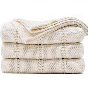 CREAM TEXTURED RECYCO LUXE BLANKET