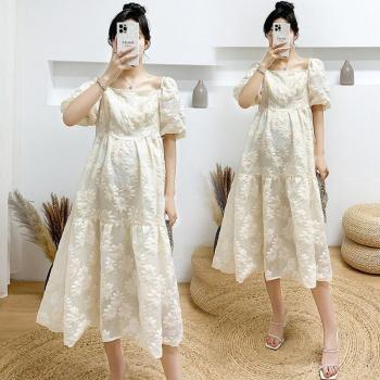 Robe de maternité été 2022, motif floral 3D, coupe trapèze, style coréen