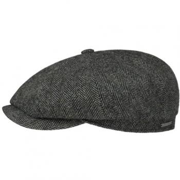 Stetson Hatteras Classic Wolle Flat Cap grau-schwarz, 57 cm