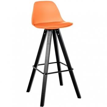 CLP Barhocker Corbin Quadrat Kunstleder orange schwarz Buchenholz