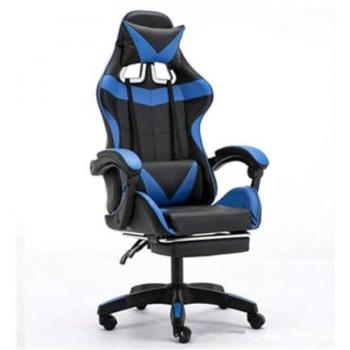 Sedia de Oficina Traesio con Reposacabezas y Cojín Lumbar en Ecopelle, Pies Azul-Negro