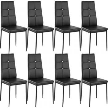 Pack de 8 chaises de salle à manger en noir brillant