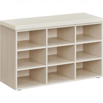Étagère à chaussures avec assise rembourrée beige