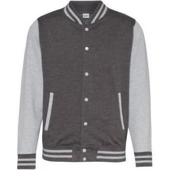 Chaqueta de estilo varsity Awdis, unisex, gris y negro, S