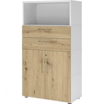 HAMMERBACHER FlexWall Regalschrank 4 OH in Weiß/Asteiche, 80 x 40 x 145 cm