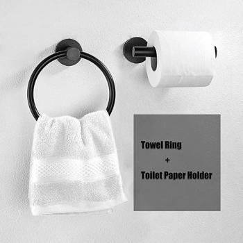 Ensemble 2 pièces: Porte‑Serviette & Porte‑Papier Noir
