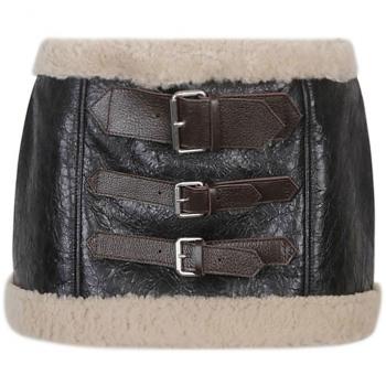 Blumarine Women's Brown Leather Mini Skirt, Size 42