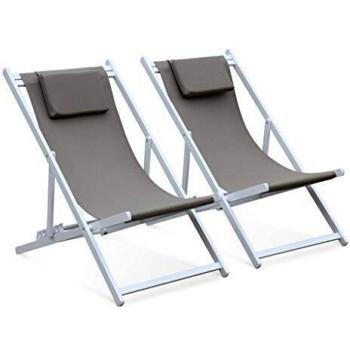Beachside Relax – Sedie a Sdraiato in Alluminio Textilene, Set di 2