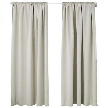 2er Set Verdunklungsgardinen mit Kräuselband, 250 g/m², beige, 135x225 cm