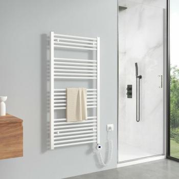 Sèche-Serviette Électrique 120 × 60 cm – 600 W, Élément Chauffant, Écran LCD – Meykoers Blanc