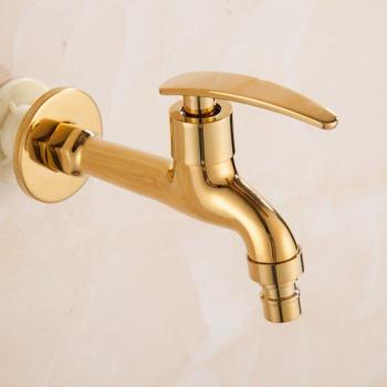 Grifo de jardín con llave tallada de latón dorado G1/2