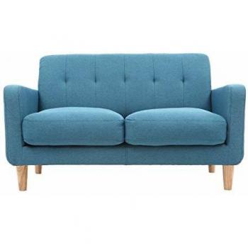 Modernes Design-Sofa 2-Sitzer in blaugrünem Stoff LUNA