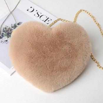 Faux Fur Heart Crossbody Wallet