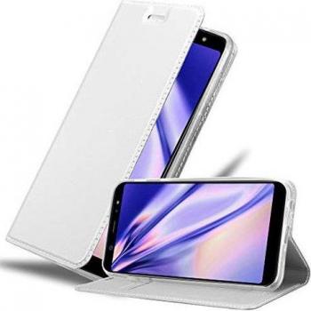 Housse de protection argent Classy avec portefeuille magnétique – Galaxy A6 Plus 2018