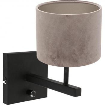 Wandleuchte Schlafzimmerlampe schwarz E27 Textil grau