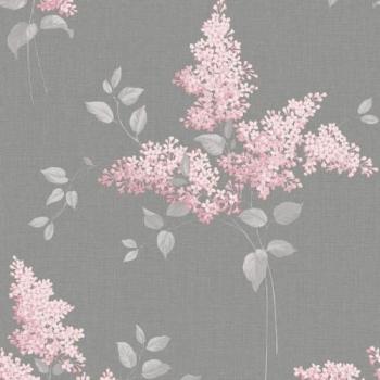 Papier Peint Floral Belgravia Phoebe – 10 m × 53 cm (Rose / Gris)