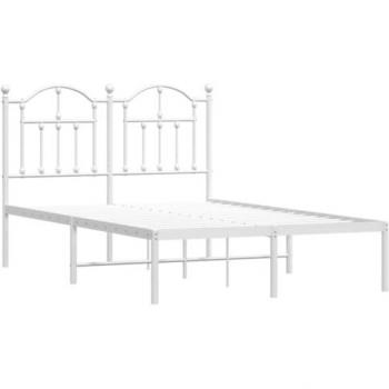 Estructura de cama con cabecero de metal blanco 120x190 cm