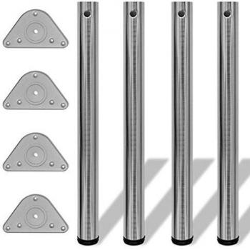 4 Adjustable Legs for Table Brushed Nickel 710 mm
