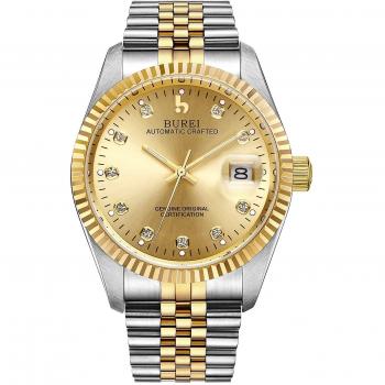 Reloj BUREI Hombres – Oro Simple, Resistente al Agua y Elegante