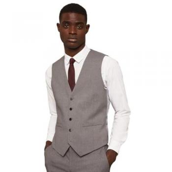 Light Grey Tailored Fit Essential Waistcoat for Men