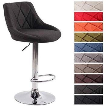 Sgabello Bar Imbottito Design Lazio, Tessuto Grigio Scuro, Alt. Variabile