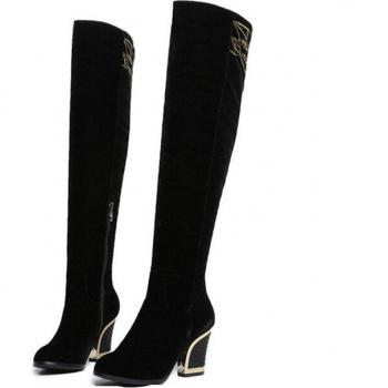 Bottes à talon épais Y960 pour femmes, fermeture éclair, daim