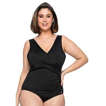 Badeanzug SHEEGO, schwarz, Gr. 42, Cup B, wattierte Soft-Cups