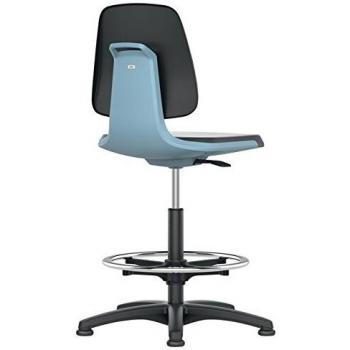 Bimos Drehstuhl mit Fußring, PU-Schaum, Sitzhöhe 520-770mm, blau