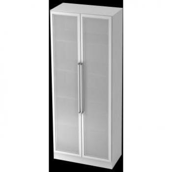 Glastürenschrank 5OH, 80x42x200,4cm, CE Weiß/Silber