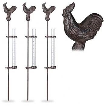 Pluviomètre coq en métal, 3 unités, antigel