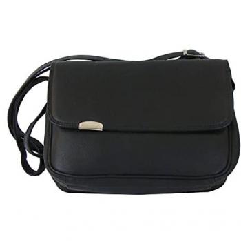 FLANIGAN HGL Damen Schultertasche aus schwarzem Rindleder
