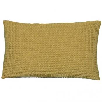Coussin Coton Lavé Stonewashed Maia Vert Badiane 30 x 50 cm avec Garnissage Moelleux et Housse Amovible