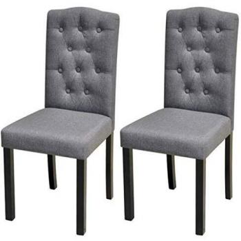 VidaXL Sillas de comedor 2 unidades tela gris