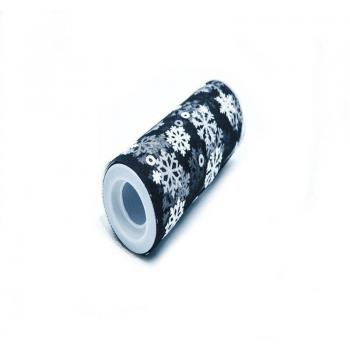Glimmering Snowflake Organza Tulle Roll – 15 cm Width, 10 Yards Length