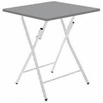 Table de Camping Pliable Grise, Format Carré 60 x 60 cm -PEGANE