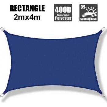 Voile d'ombrage rectangulaire 2x4m 400D bleu royal