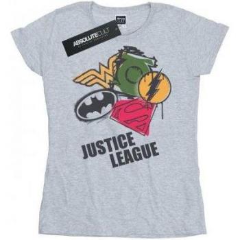 Camiseta de Algodón para Dama DC Comics con Logos de la Liga de la Justicia