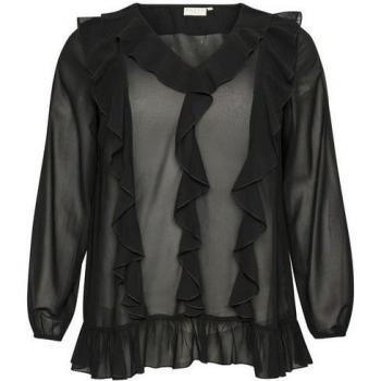 Sophisticated Black Flounce Blouse