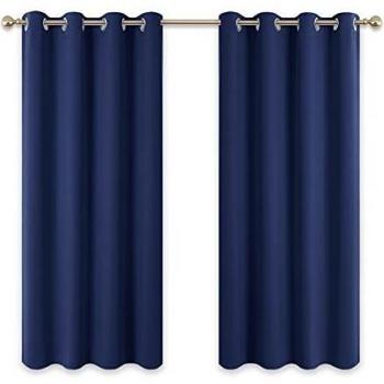 PONY DANCE Navy Blue Eyelet Blackout Curtains