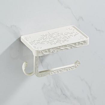 Antique White Toilet Paper Holder with Phone Holder