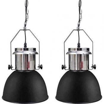 Vintage Adjustable Black Metal Ceiling Light, 2 Bulbs