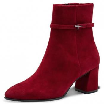 Business‑Abendstiefel Tamaris Rot – unifarbenes Leder, Blockabsatz