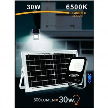 Foco LED Solar 30W con Mando IP65 Luz Blanca Fría 6500K