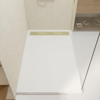 Aurlane Piatto Doccia Whiteness II 90×140 cm Acrilico Bianco con Griglia Oro Spazzolato