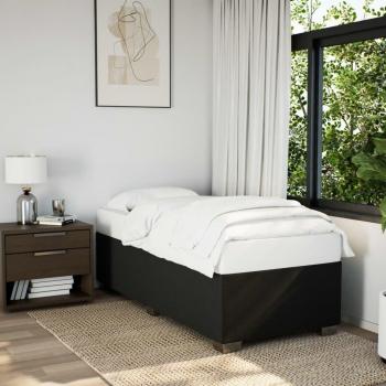 Cadre de lit simple noir 80×200 cm, tissu, sommier intégré