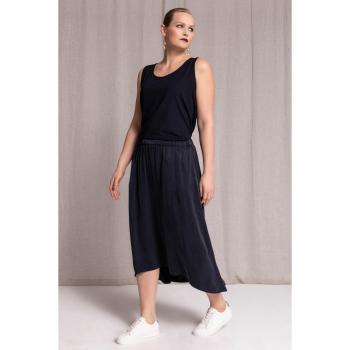 Women's Plus Size Soft Cupro Elastic Waist Skirt, Blue, Size 36/38