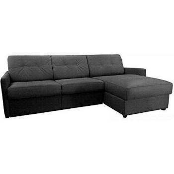 Canapé d'angle Convertible RAPIDO Cube Deluxe 120 cm + Coffre – Couleur Gris Graphite en cuir vachette