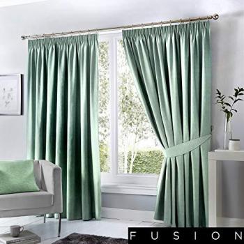 Fusion 'Dijon' Blackout Ready Made Pencil Pleat Curtains, Duckegg Color