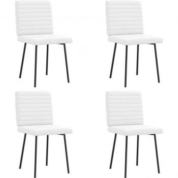 Conjunto de 4 Cadeiras de Jantar em Couro Artificial Branco